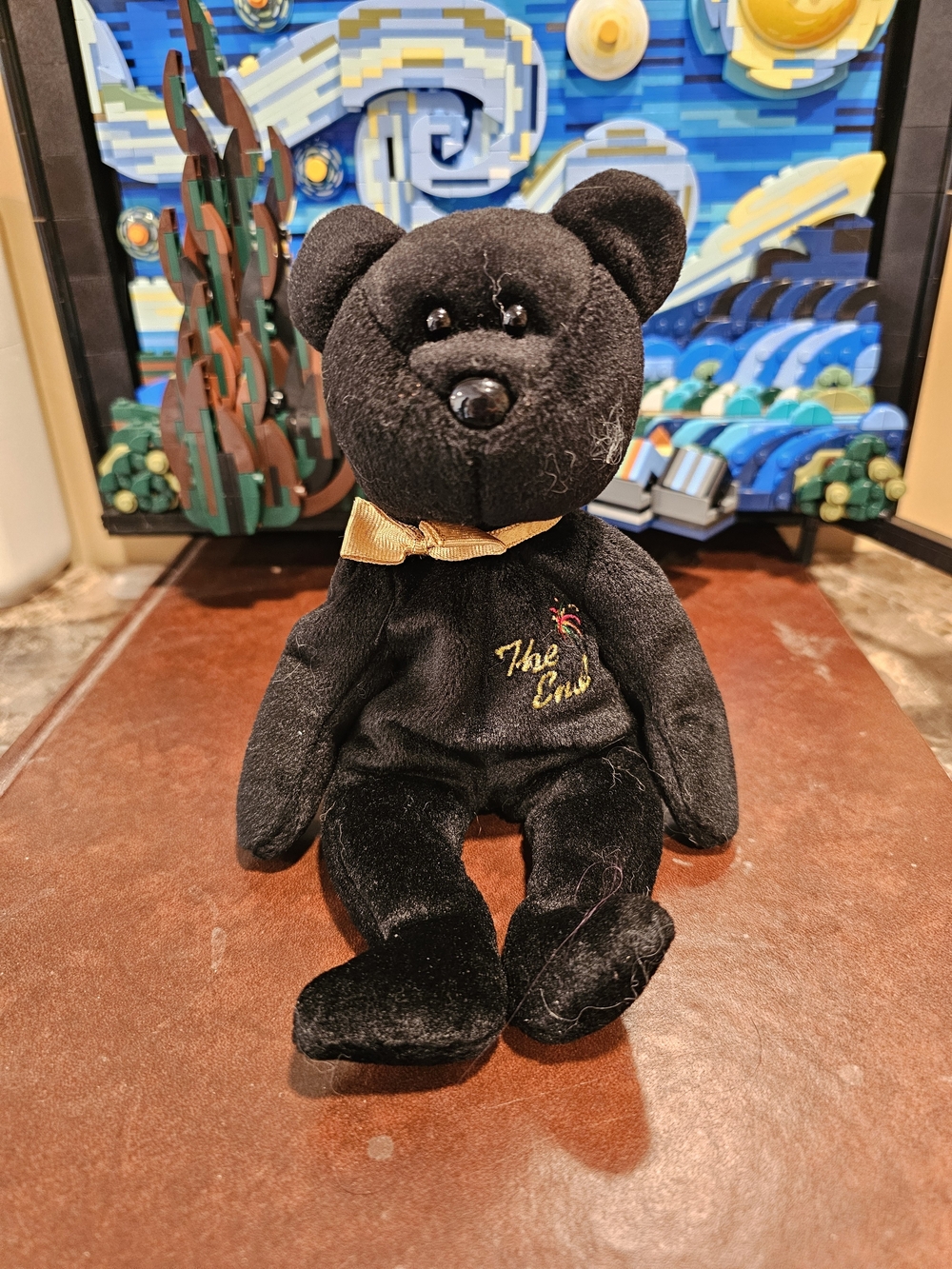Ty Beanie Baby blackh teddy bear named "The End"